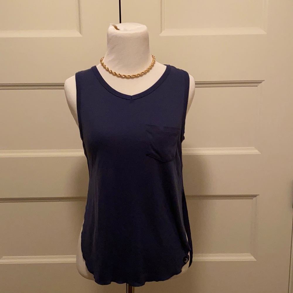 Treasure and bond blue tank with side slits